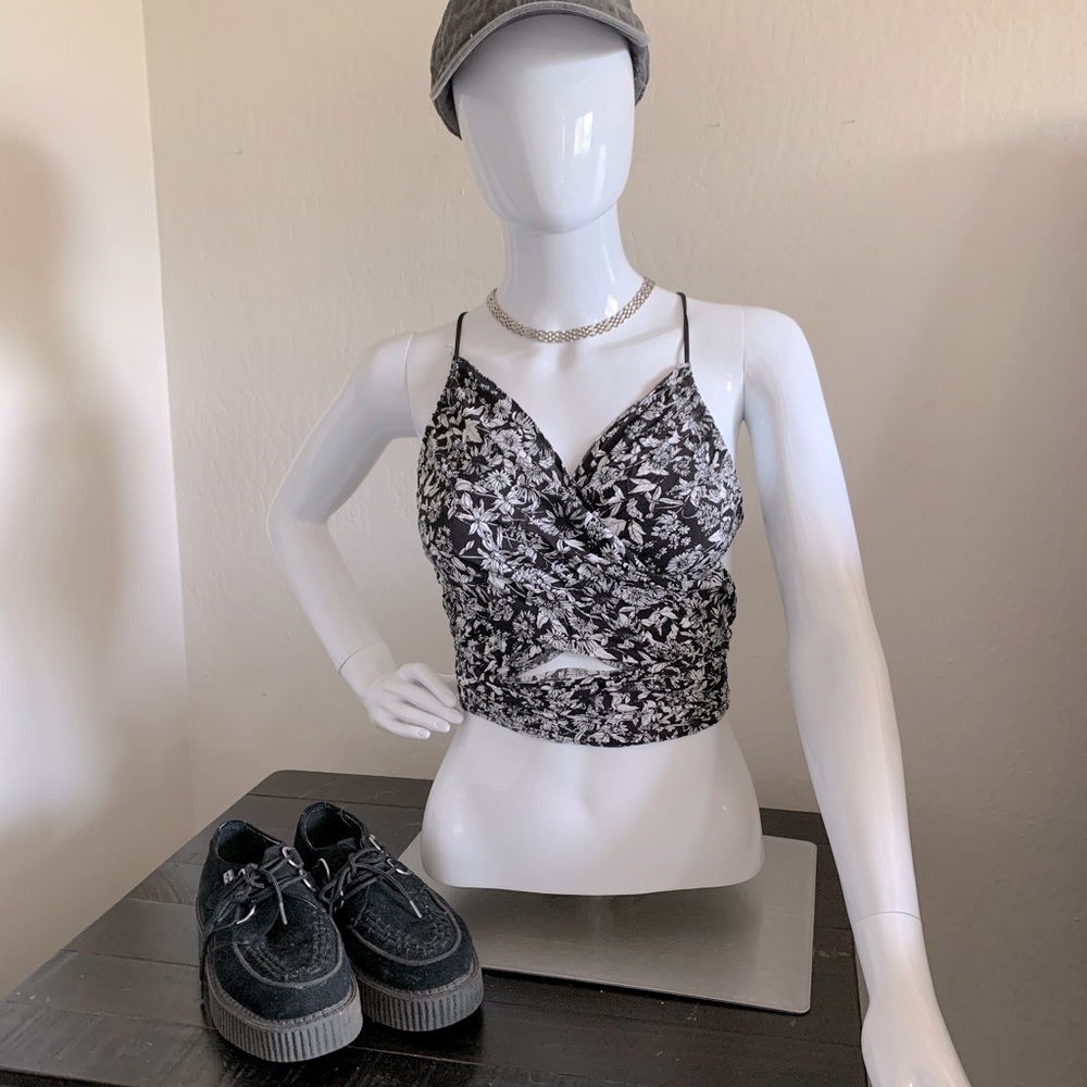 Olivaceous Wrap Tie Floral Top